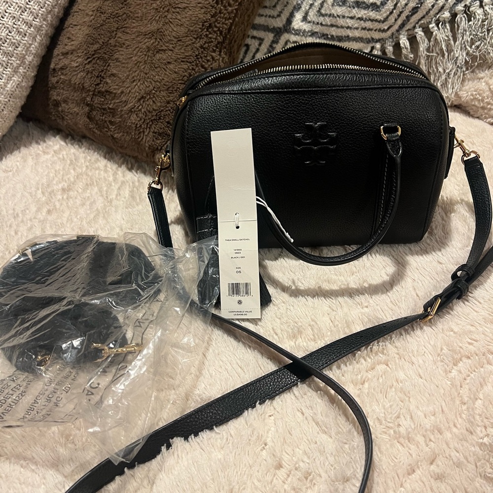 Tory Burch Thea Barrel Satchel Crossbody - Black